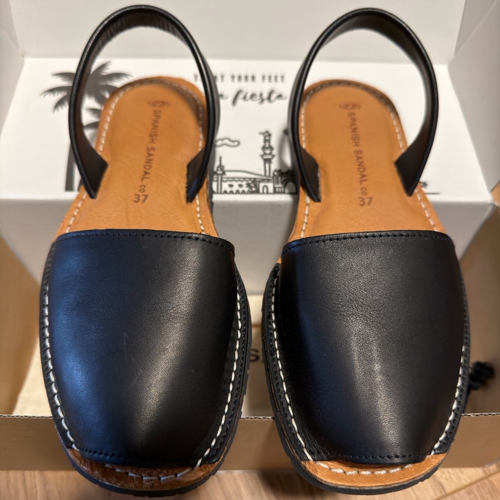 Black Leather Women Sandals